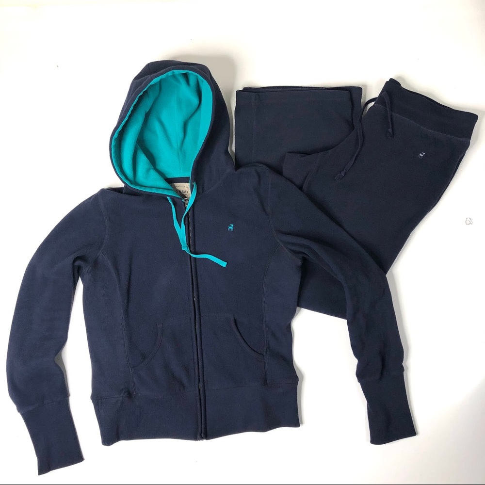 Old Navy Fleece Navy Zipup Hoodie Active Sweatsuit